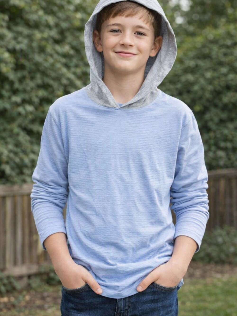 Thereabouts Light Blue Hooded Long‑Sleeve Boys Top – Size Large 14/16